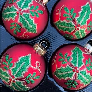 Holly Berry Vintage Glass Ornaments